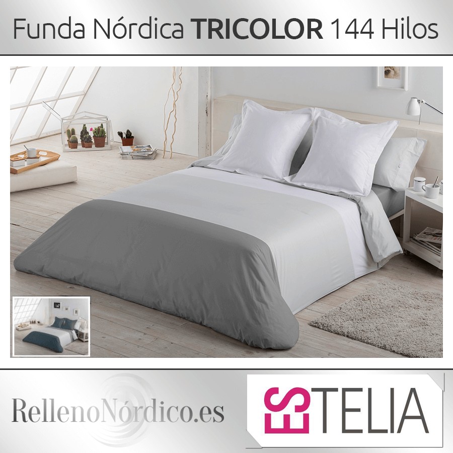 plan de ventas triste objetivo Funda Nórdica Liso Tricolor 144 hilos de ESTELIA - RellenoNordico.es