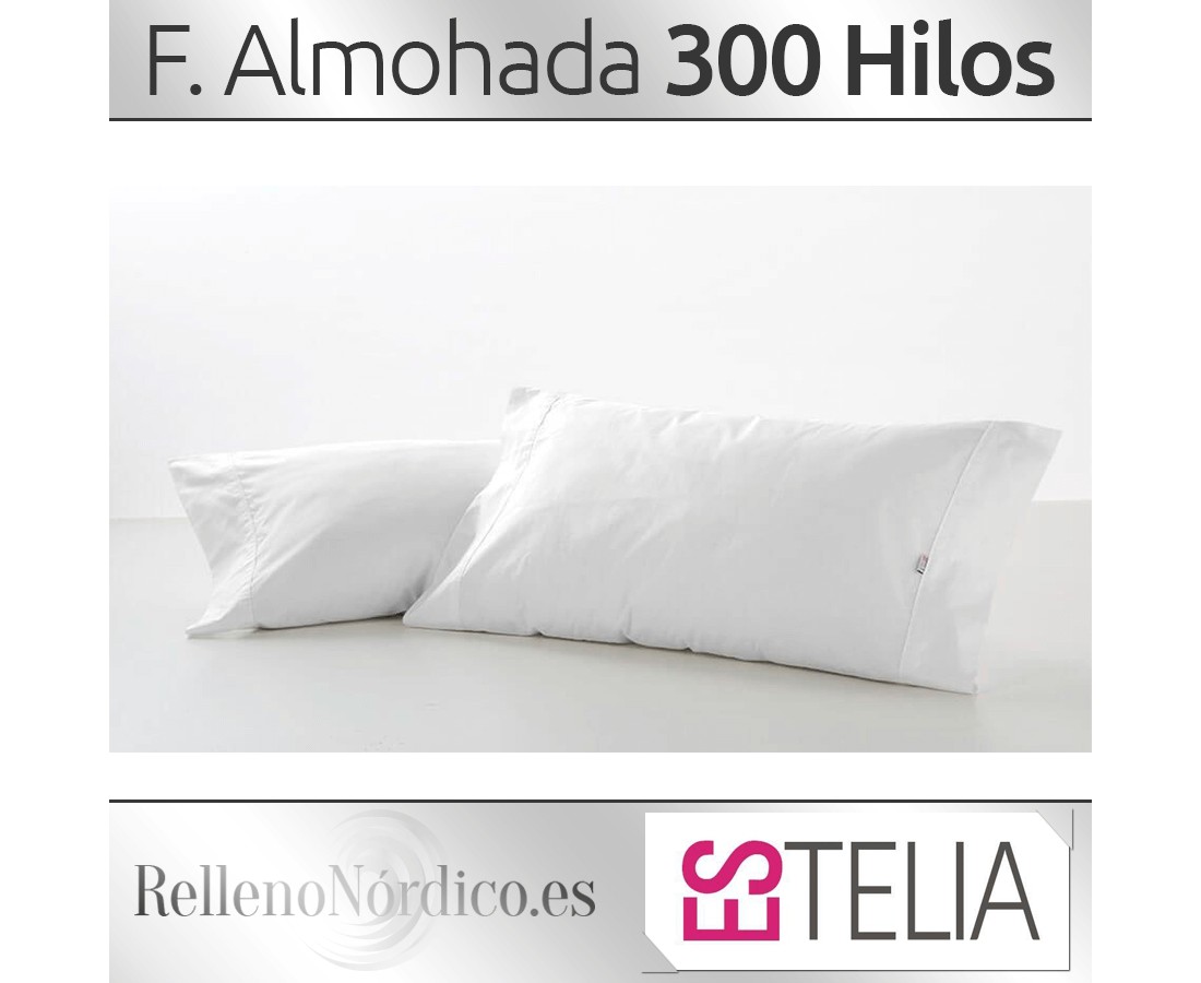Funda de Almohada Liso 300 hilos y 100% Algodón Satén de Estelia